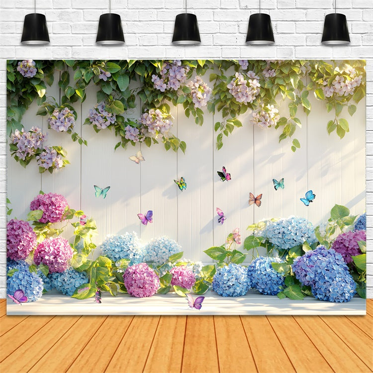 Toile de fond Papillons Hortensias en Fleurs Été CSH5-71