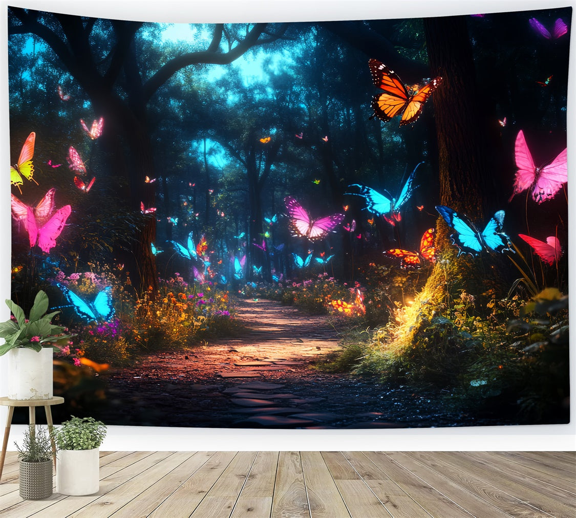 Toile de fond Papillons Sentier Lumineux Forêt Été CSH5-84