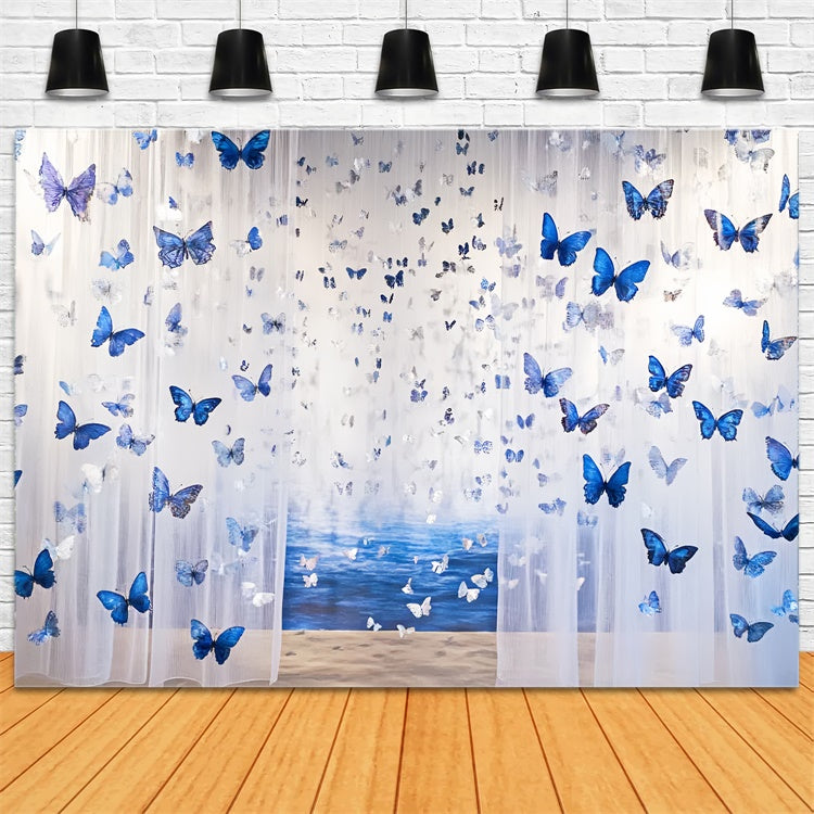 Toile de fond Papillons Vol de Papillons Bleus Été CSH5-87