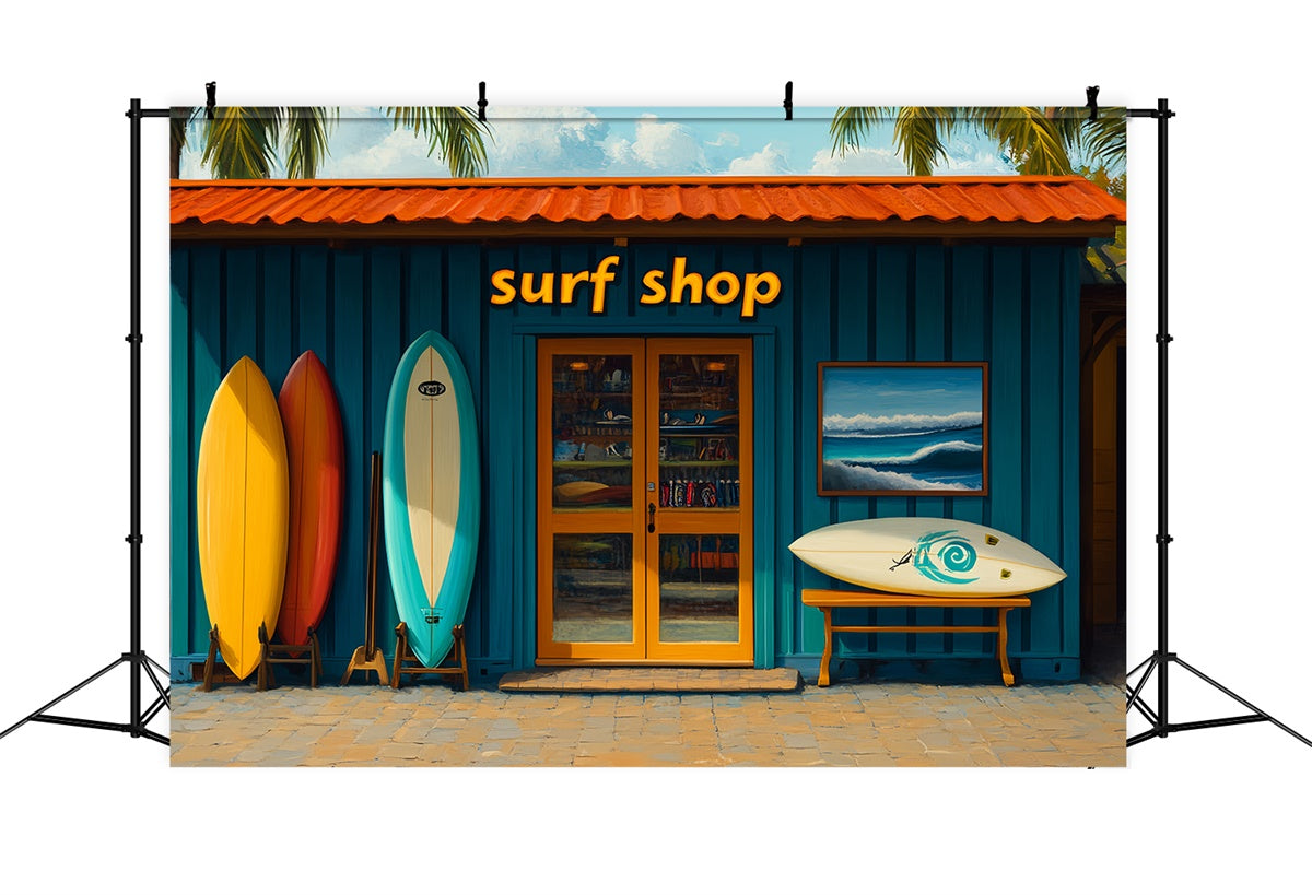 Toile de fond Été Planche de Surf Colorée Boutique Plage CSH5-91