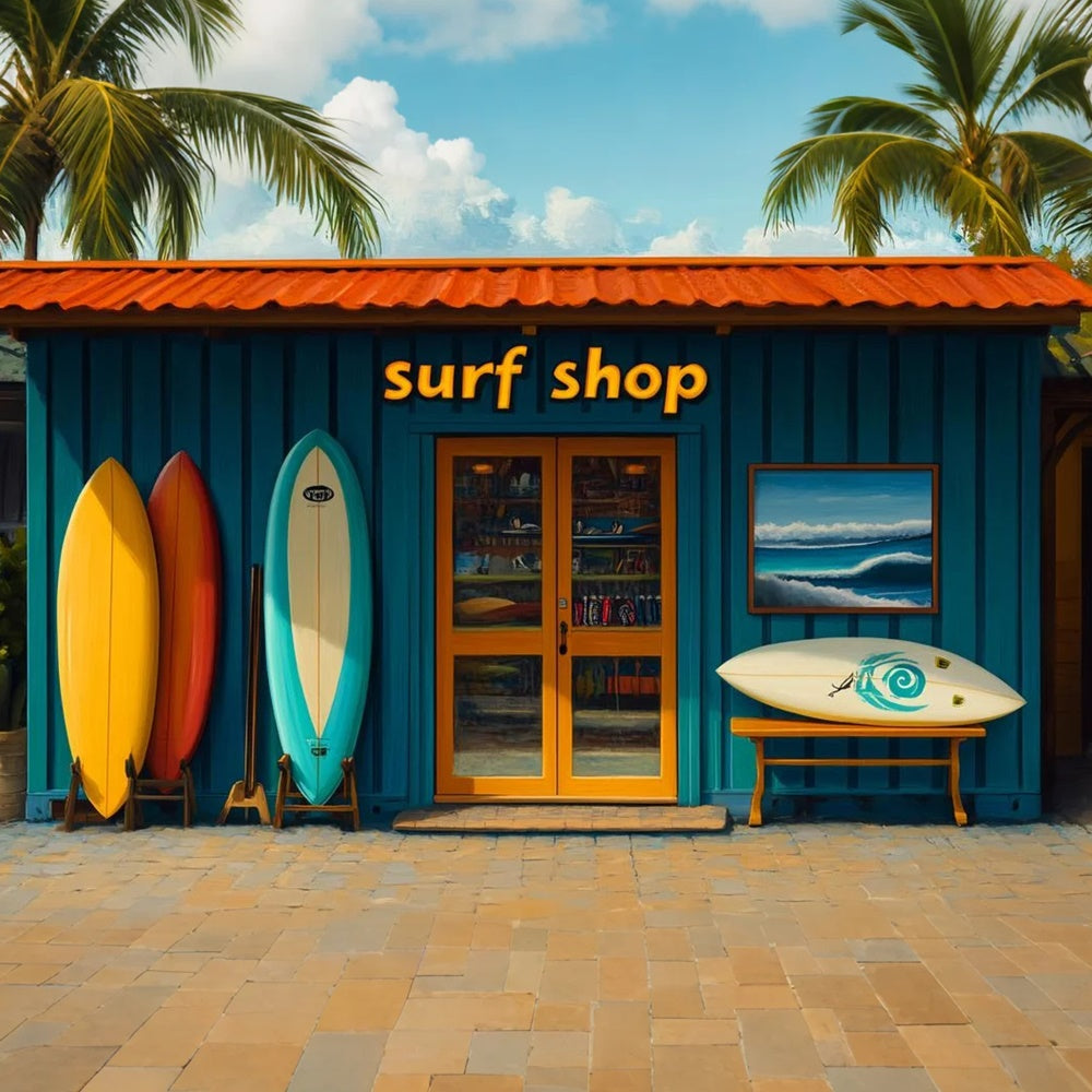 Toile de fond Été Planche de Surf Colorée Boutique Plage CSH5-91