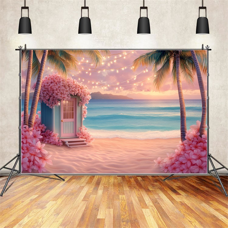 Toile de fond Tropicale Fleurs Chalet Côte Été CSH5-93