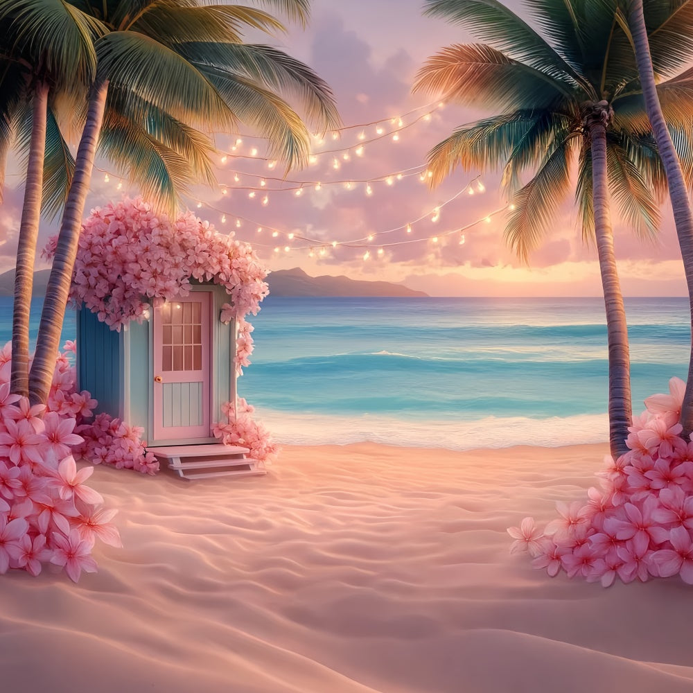 Toile de fond Tropicale Fleurs Chalet Côte Été CSH5-93