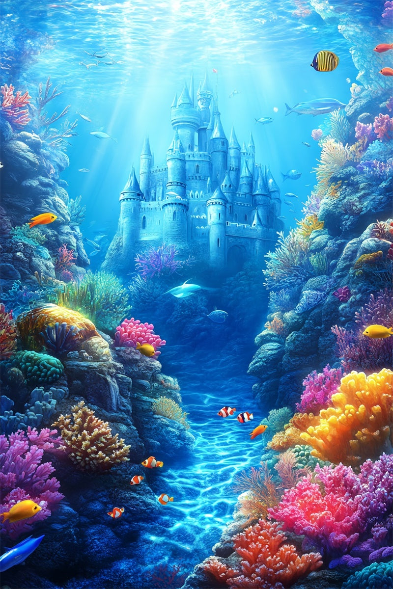 Toile de fond Sous-Marine Château Fantaisie Magique Été CSH5-98