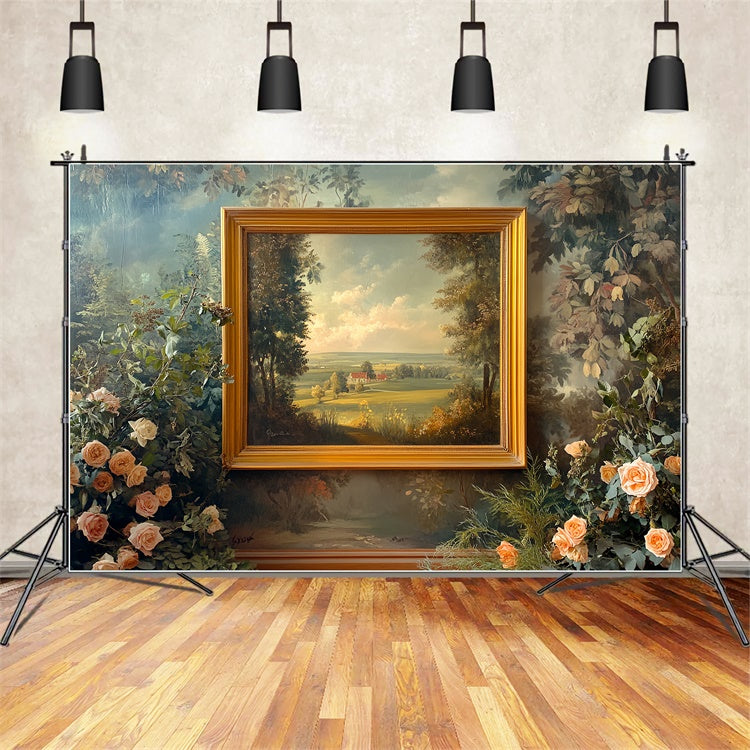 Toile de fond Vintage Cadre Doré Vue Jardin CSH57-100