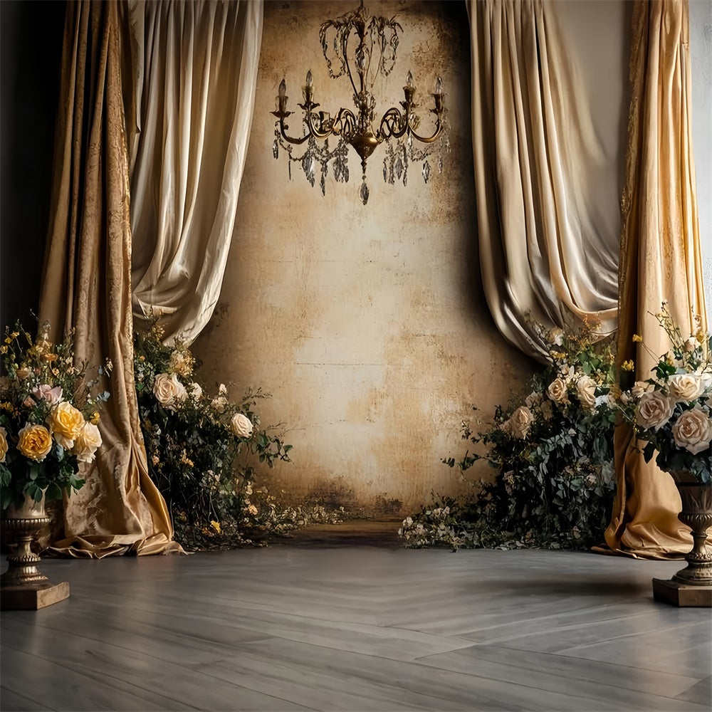 Toile de fond Vintage Mur Élégance Drapée Dorée Baroque CSH57-101