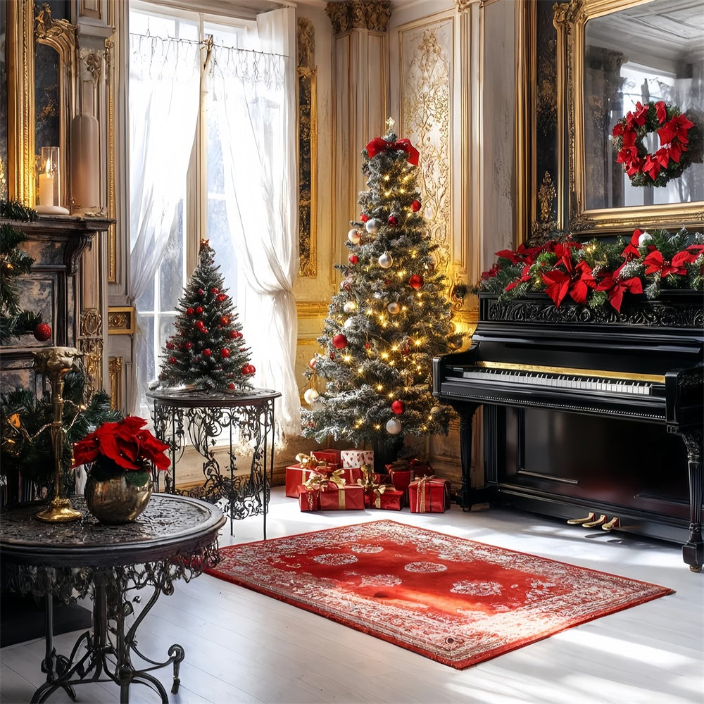 Toile de fond Vintage Noël Piano Doré Festif CSH57-102