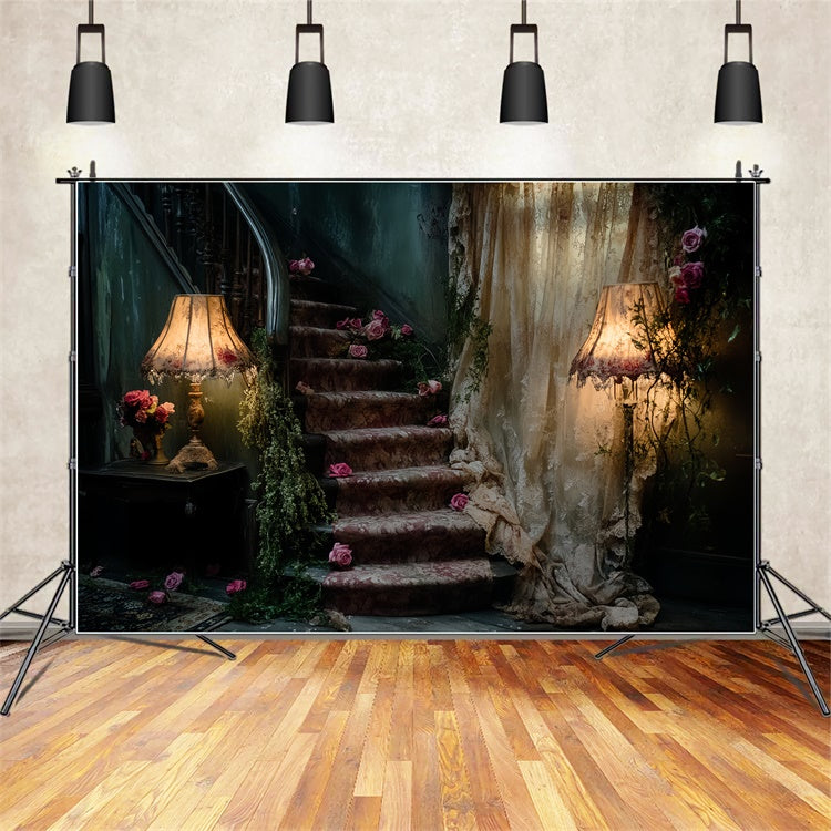 Toile de fond Vintage Antique Escalier Rose Fanée Photo CSH57-108