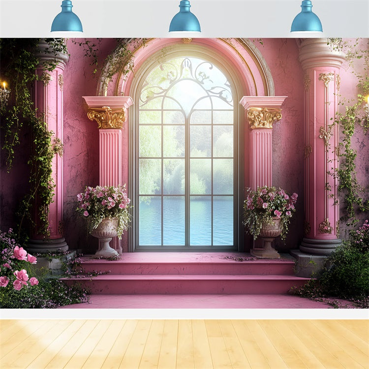 Toile de fond Vintage Photographie Terrasse Jardin Rosé CSH57-109