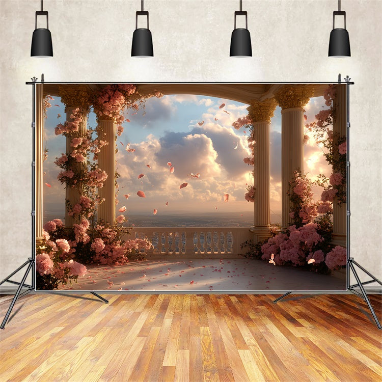 Toile de fond Vintage Baroque Balcon Ciel Pétales Studio CSH57-120