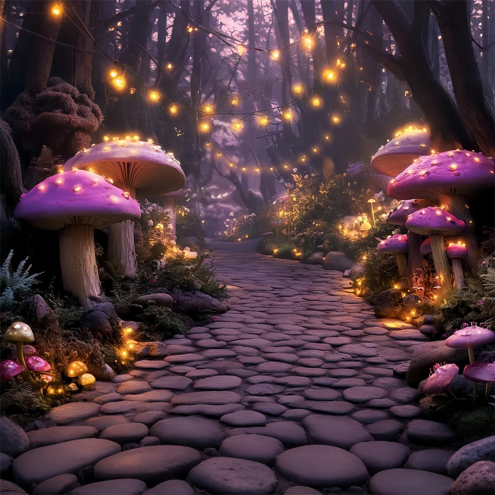 Toile de fond Forêt Conte Sentier Champignon Lumineux CSH57-163