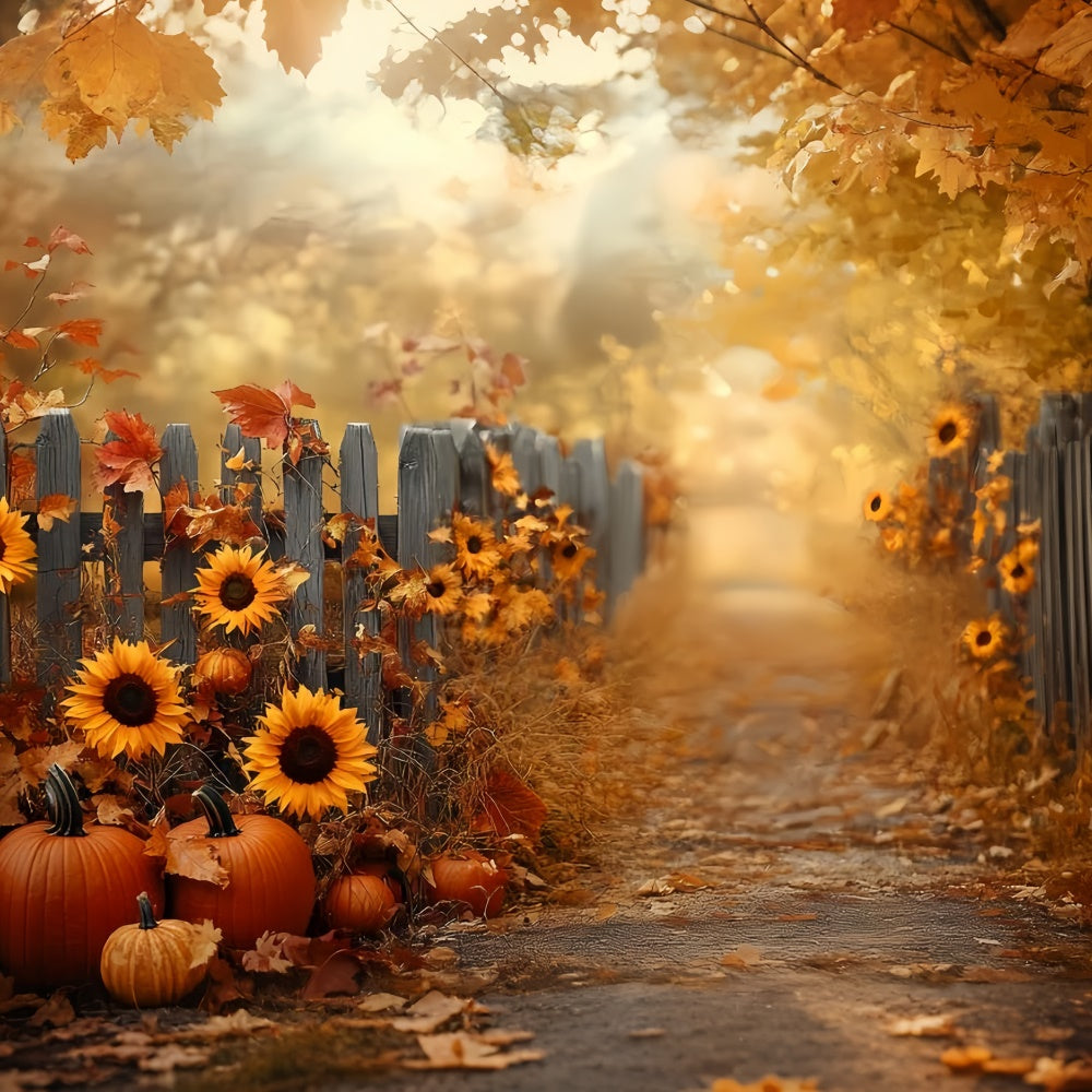 Toile de fond Photo Automne Tournesol Clôture Récolte CSH57-183