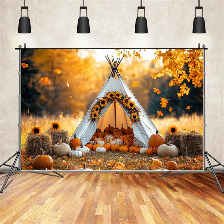 Toile de fond Photo Automne Récolte Teepee Scène CSH57-184
