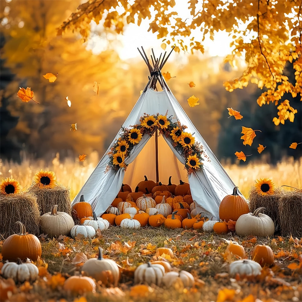 Toile de fond Photo Automne Récolte Teepee Scène CSH57-184