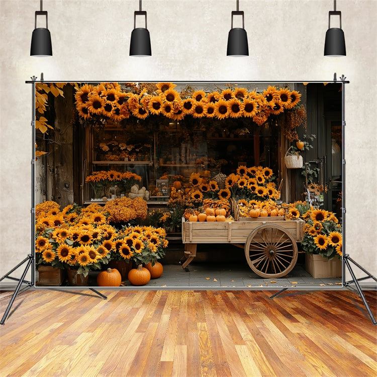 Toile de fond Photo Automne Marché Fleurs Campagne CSH57-188