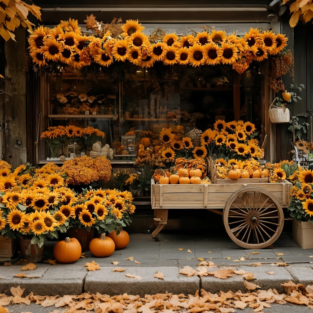 Toile de fond Photo Automne Marché Fleurs Campagne CSH57-188