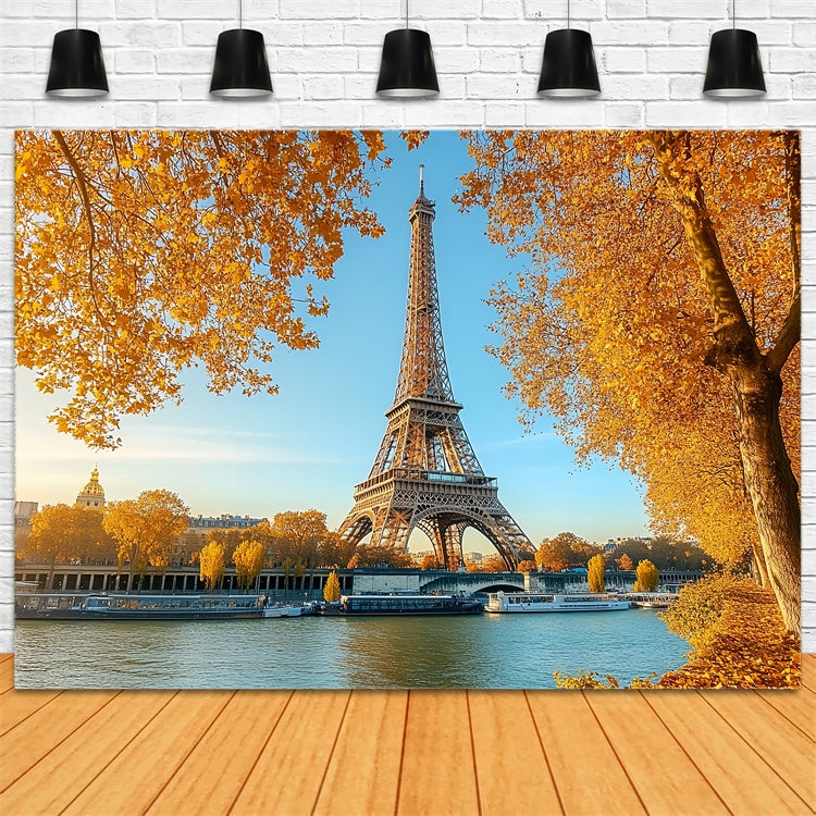 Toile de fond Photo Automne Érable Vue Rivière Eiffel CSH57-190