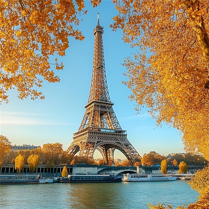 Toile de fond Photo Automne Érable Vue Rivière Eiffel CSH57-190