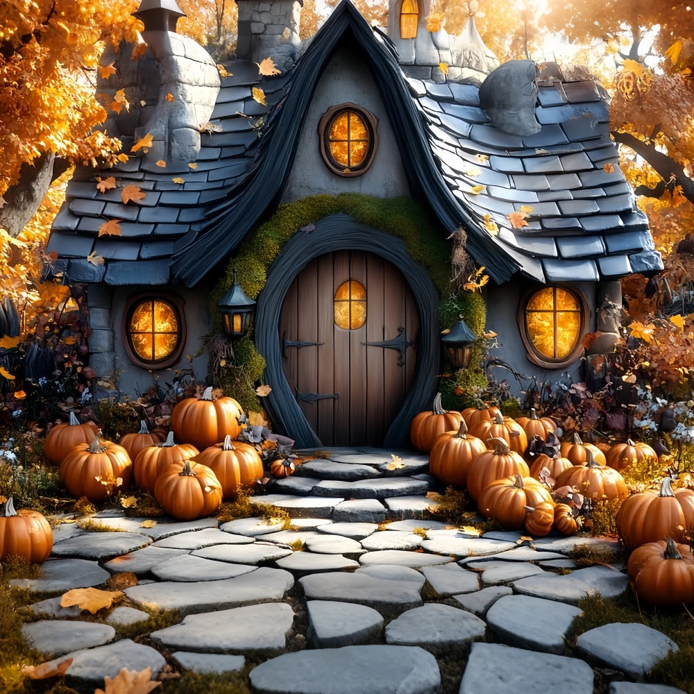 Toile de fond Photo Automne Maison Citrouille Fantaisie CSH57-192