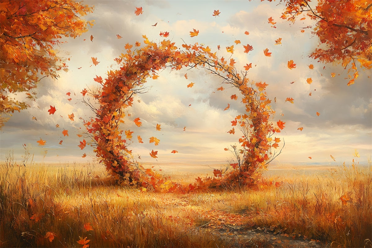 Toile de fond Automne Feuilles Prairie Anneau Tombantes CSH57-193