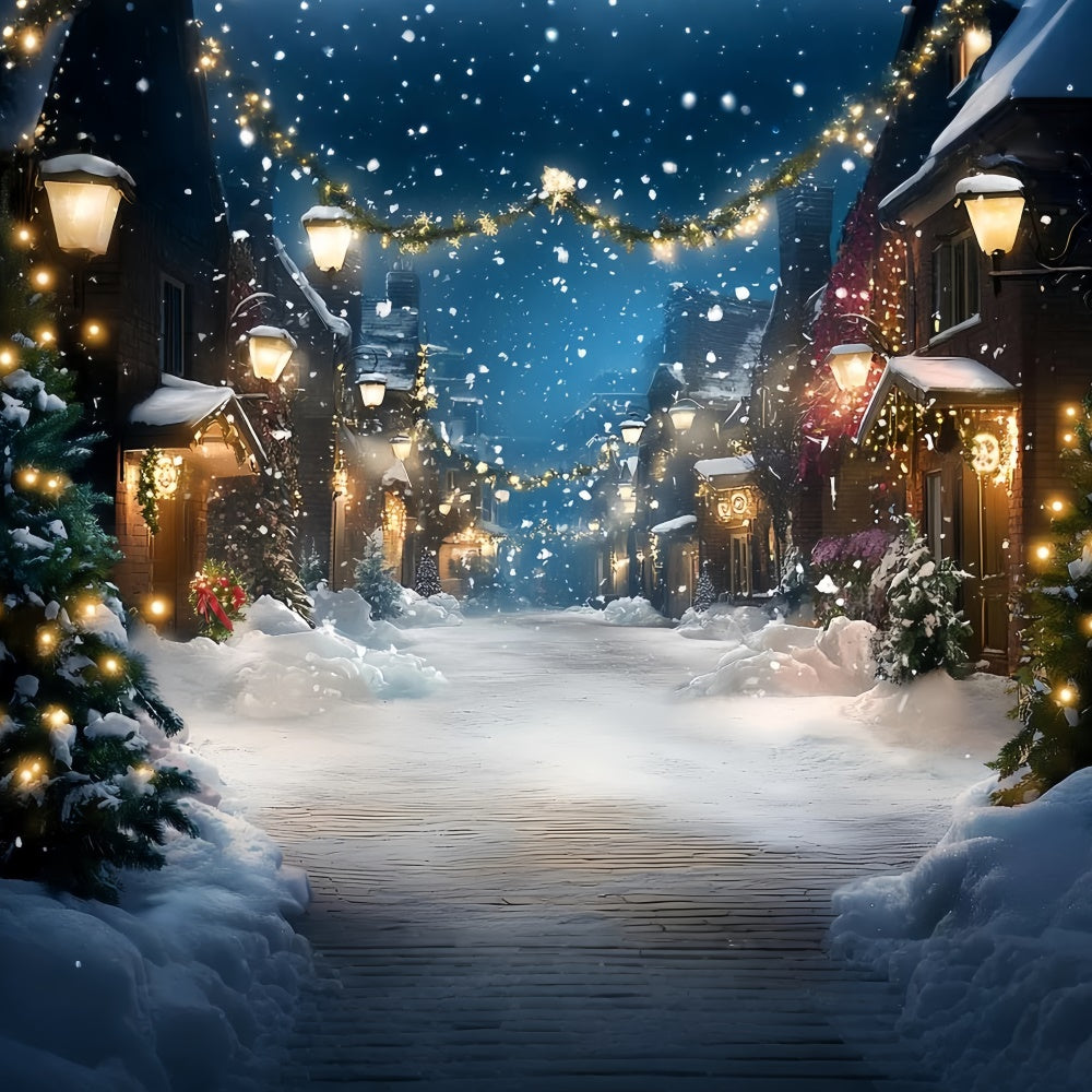 Toile de fond Photo Hiver Rue Illuminée de Fête CSH57-213