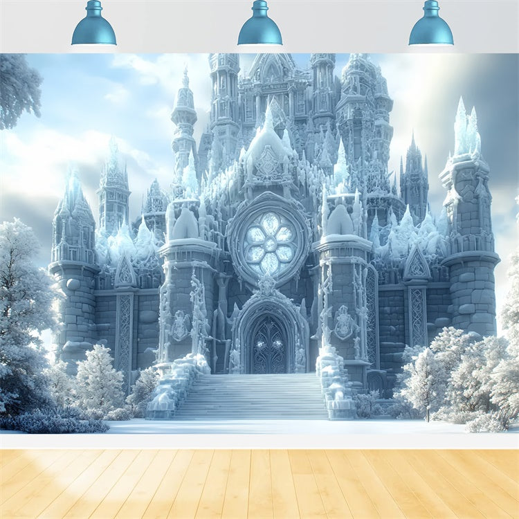 Toile de fond Photo Hiver Château Majestueux d’Hiver CSH57-221