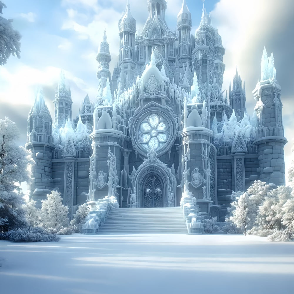 Toile de fond Photo Hiver Château Majestueux d’Hiver CSH57-221