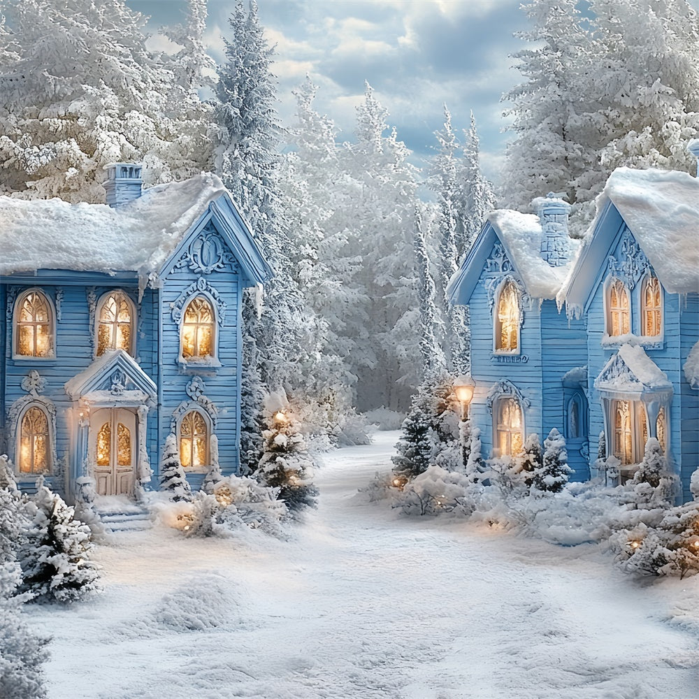 Toile de fond Hiver Cottages Enneigés du Pays des Merveilles CSH57-228