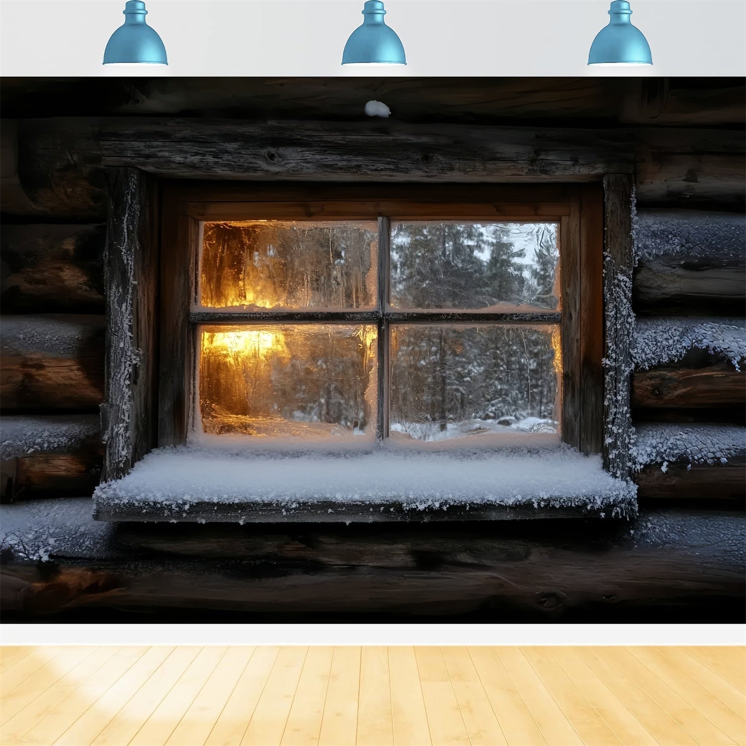 Toile de fond Photo Hiver Cabane Givrée Lumineuse CSH57-229