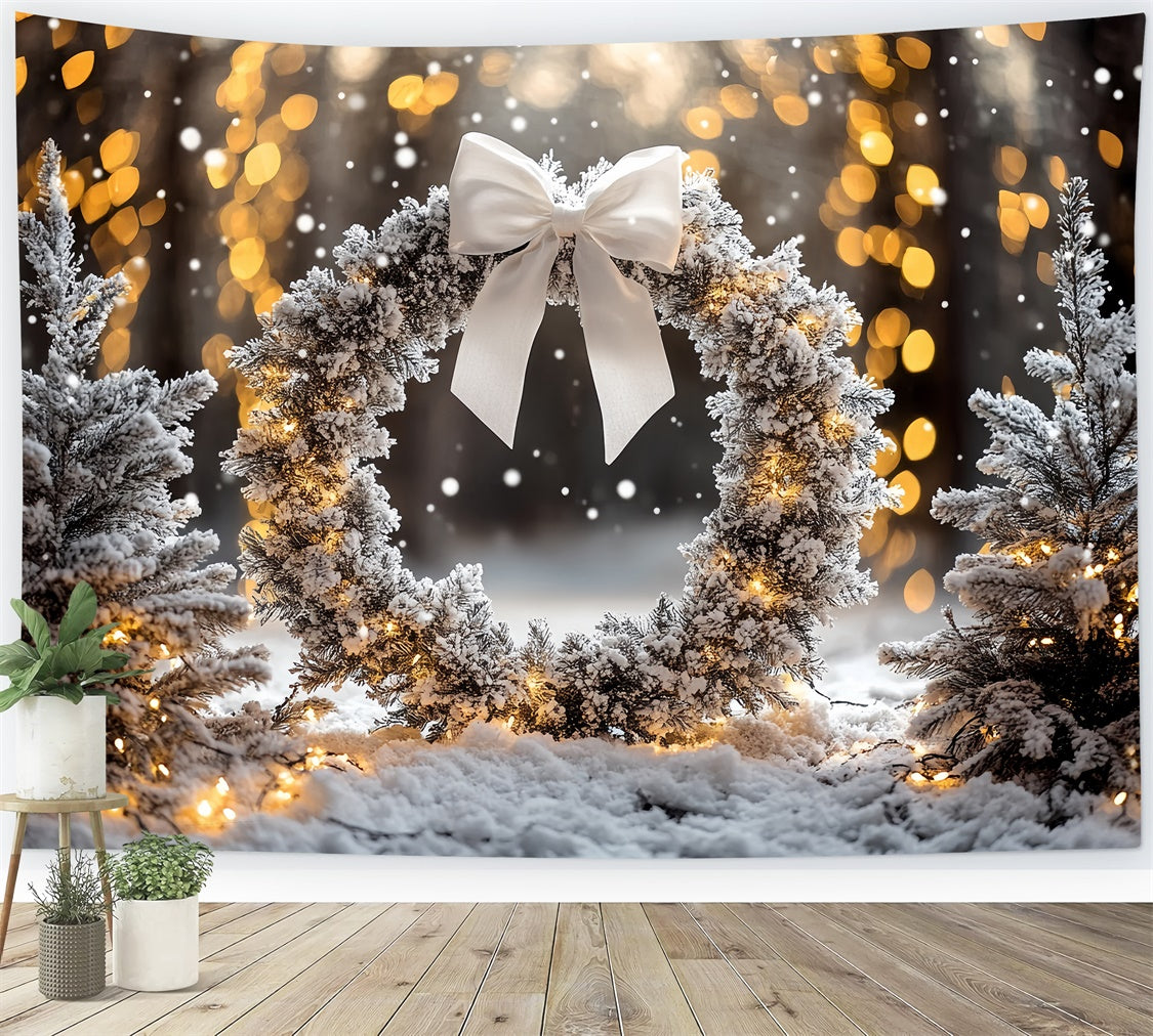 Toile de fond Photo Hiver Couronne de Pins Givrés CSH57-231