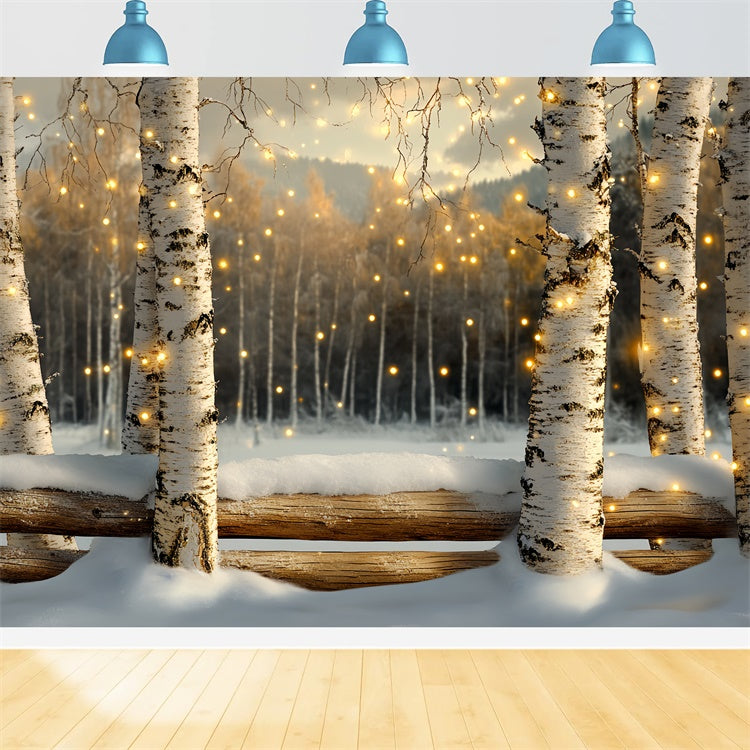 Toile de fond Hiver Forêt de Bouleaux Étincelante CSH57-233