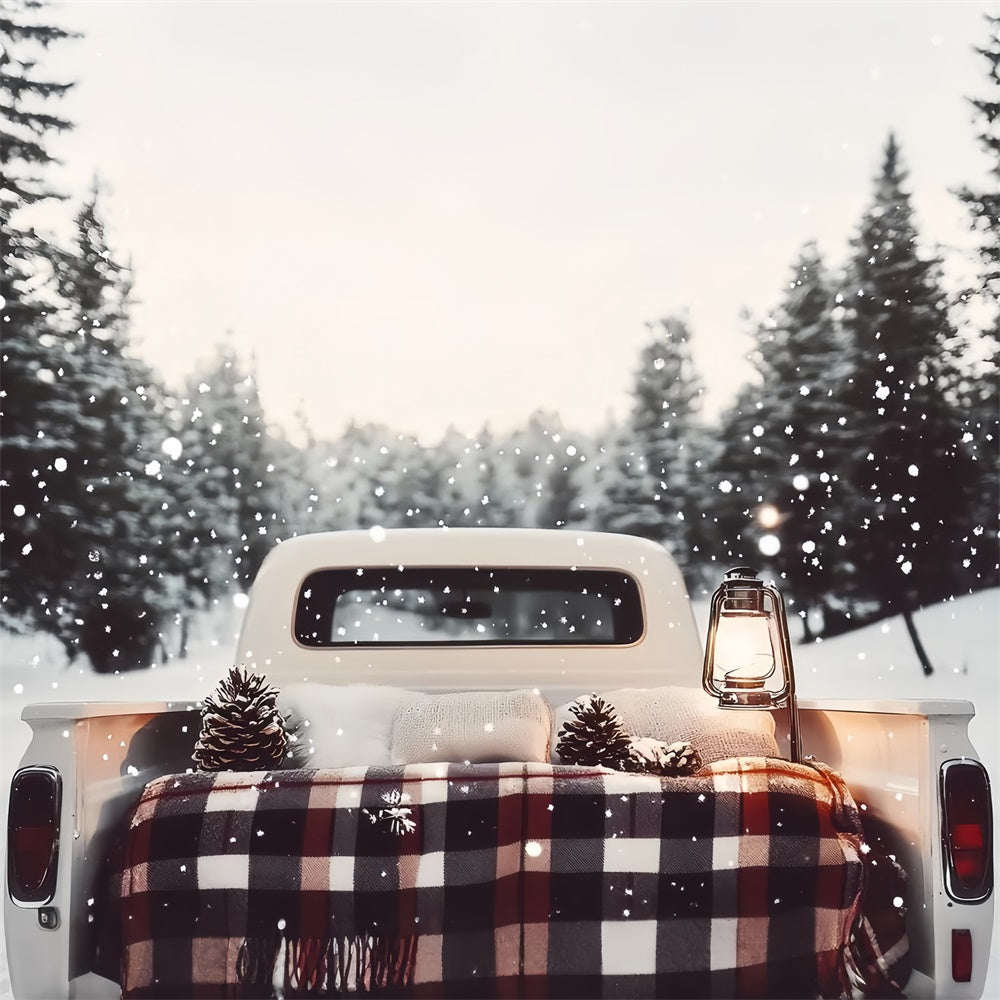 Toile de fond Photo Hiver Camion Rustique sous la Neige CSH57-235