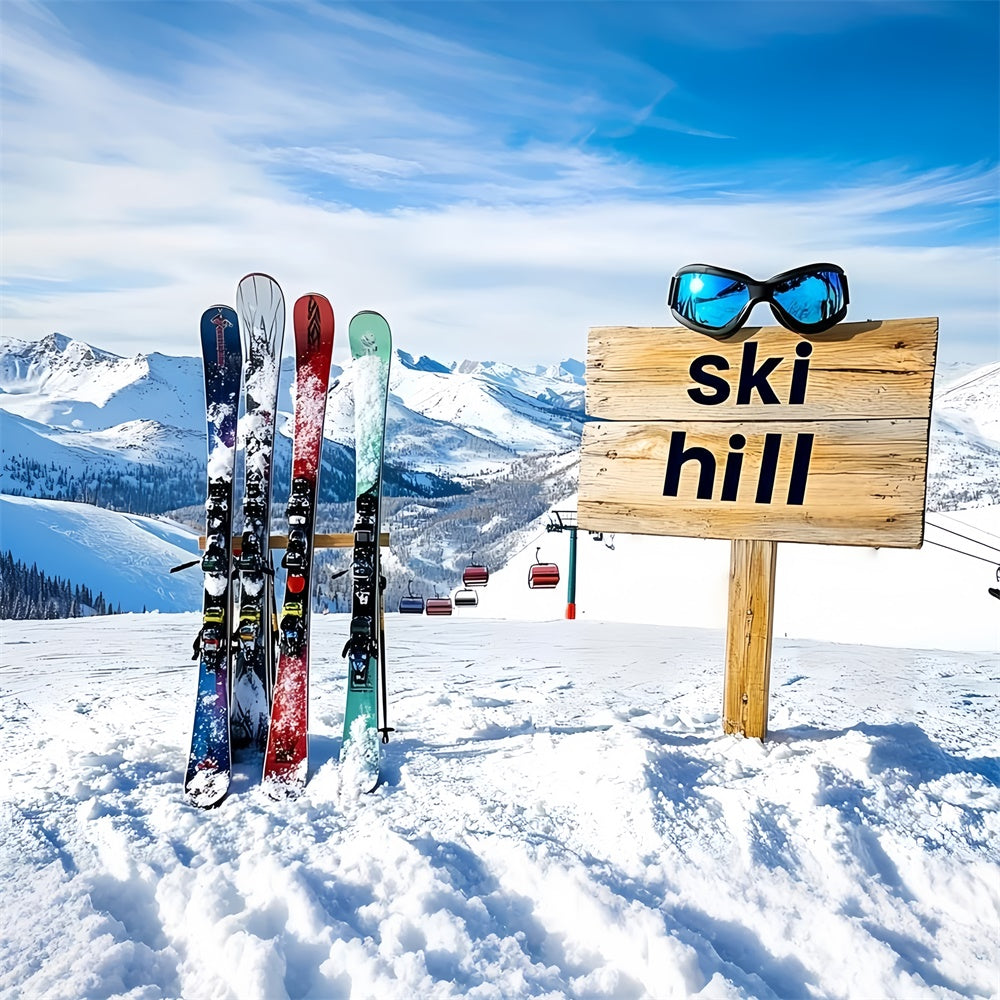 Toile de fond Hiver Sports de Ski Montagne Alpine CSH57-239