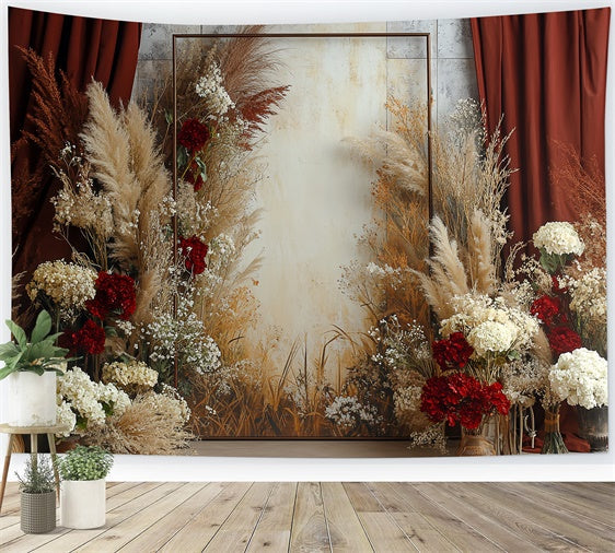 Toile de fond bohème Rideau Rouge Rustique Floral CSH57-298
