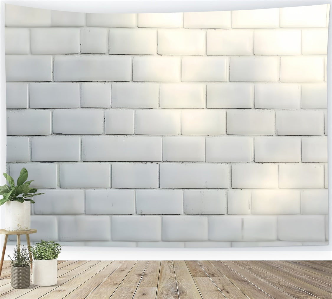 Toile de Fond Mur Brique Blanche Brique Mate Minimaliste Photo de Tête CSH57-6