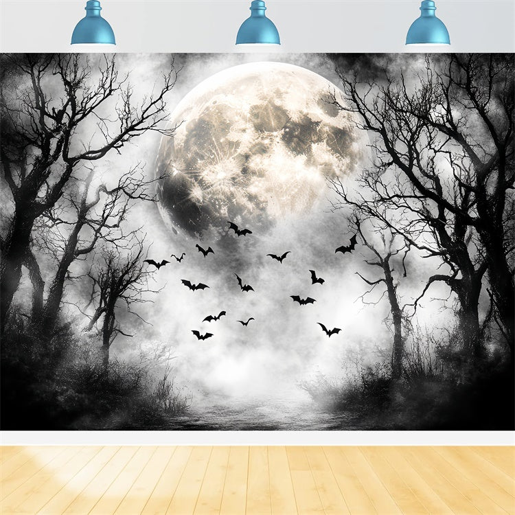 Toile de fond Halloween Vol Nocturne Forêt Lune CSH57-68