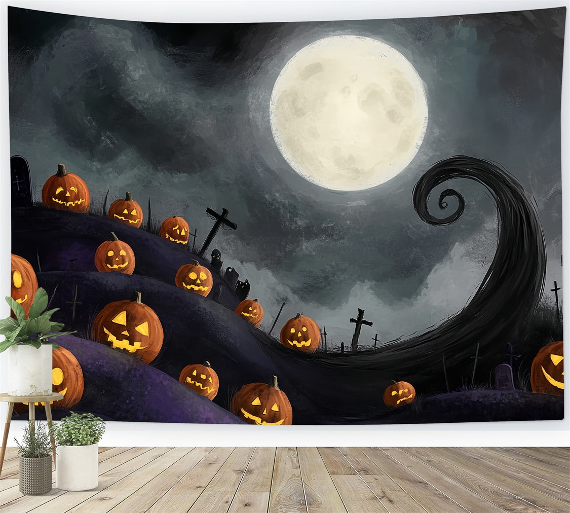 Toile de fond Halloween Colline Tordue Clair Lune CSH57-70