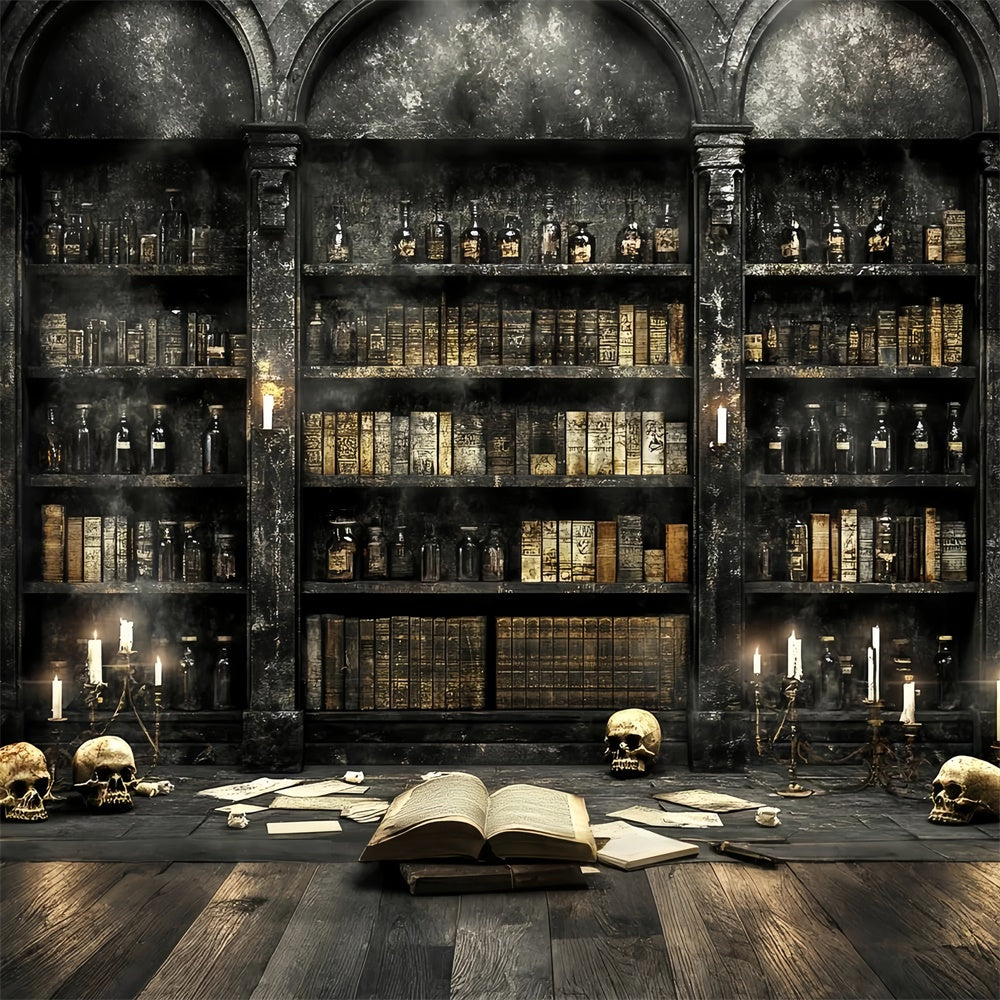 Toile de fond Photo Halloween Bibliothèque Potions Grimoires CSH57-71