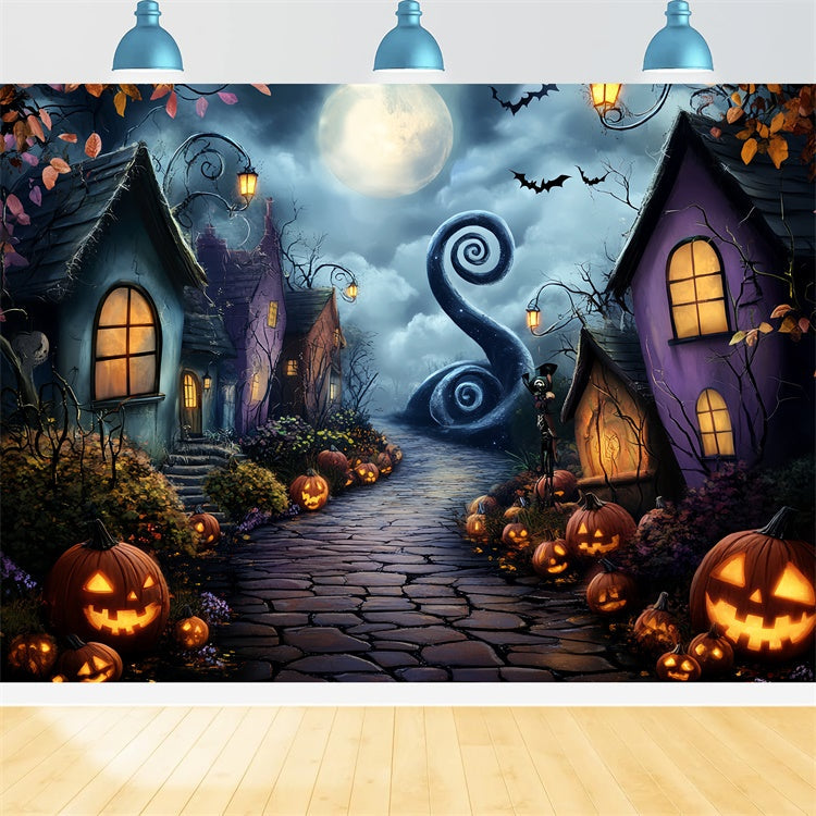 Toile de fond Halloween Sentier Courbe Clair Lune CSH57-80