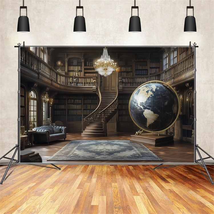 Toile de fond Vintage Studio Bibliothèque Ancienne Globe CSH57-88