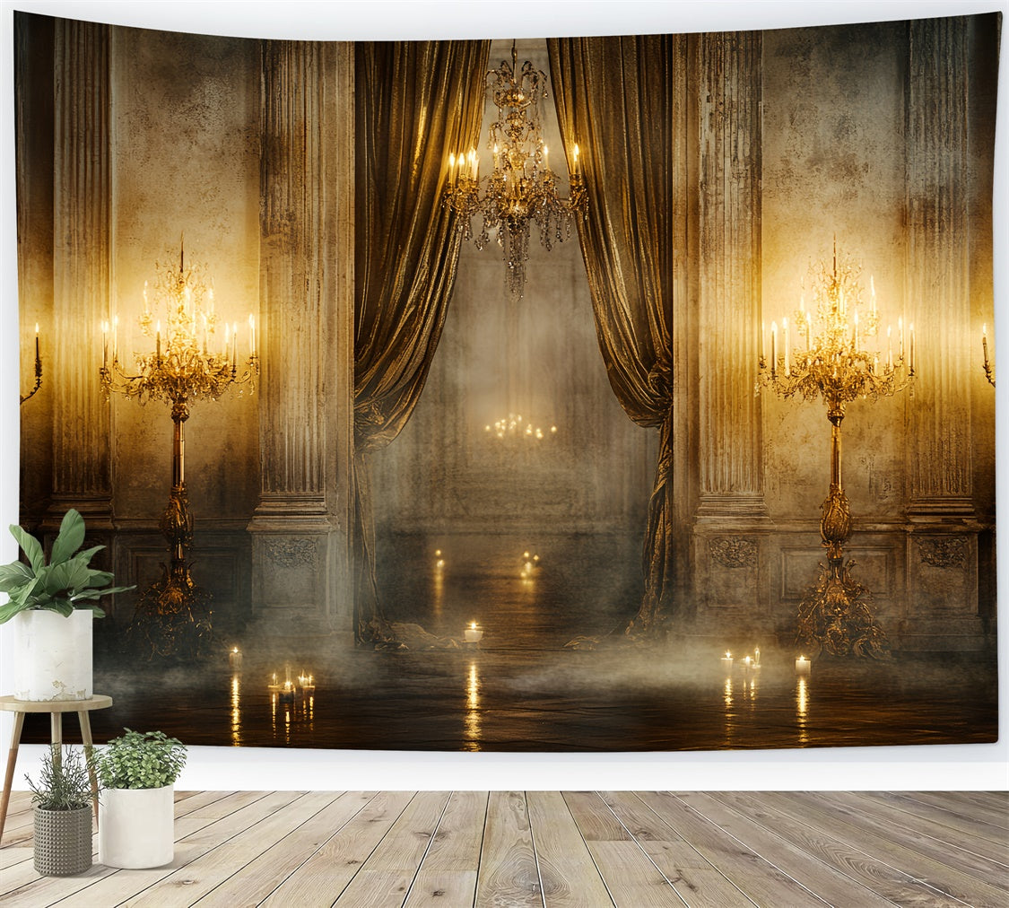 Toile de fond Vintage Baroque Salle Dorée Bougies Photo CSH57-99