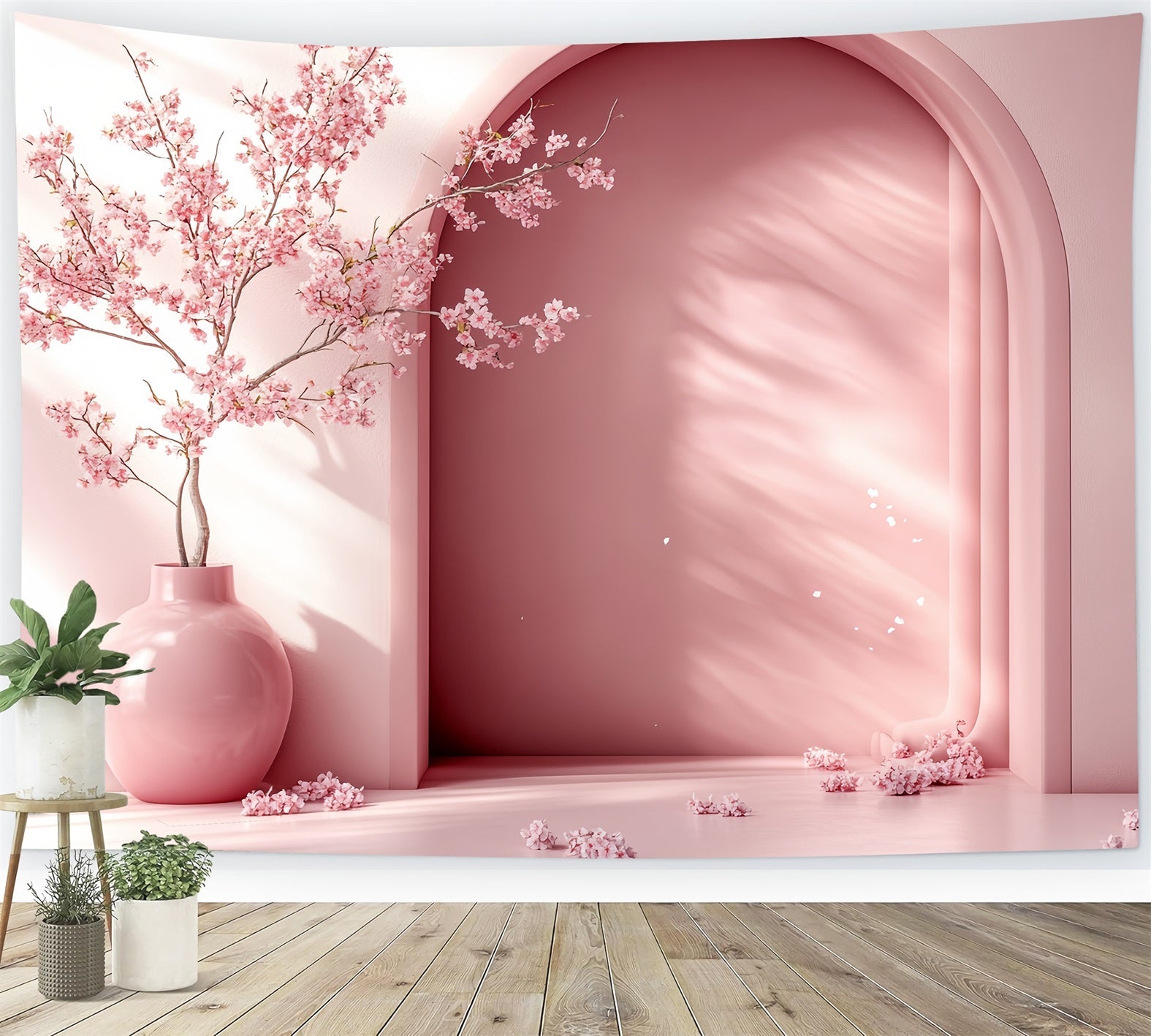 Toile de fond Fleur Vase Arche Minimaliste Cerisier CSH58-103