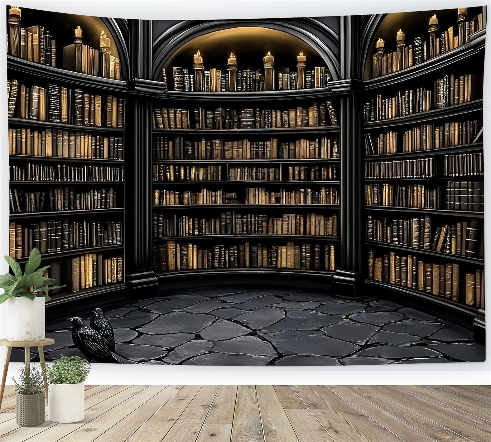 Toile de fond Rentrée Scolaire Bibliothèque Gothique Arches Sombres CSH58-108
