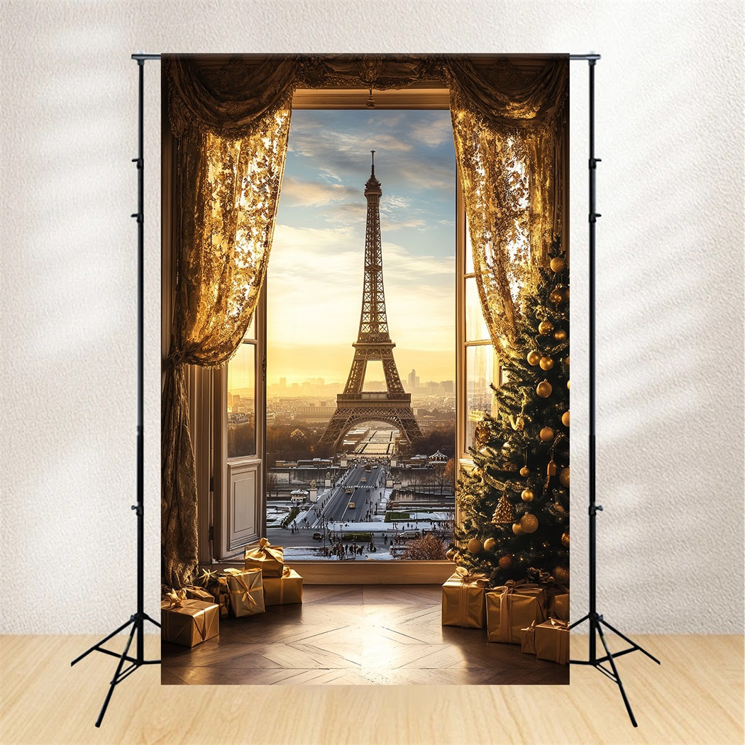 Toile de fond Paris Heure Dorée Noël à Paris CSH58-11