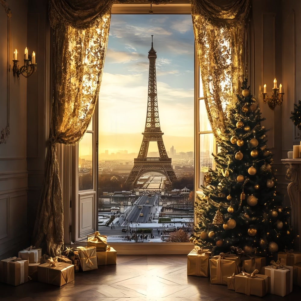 Toile de fond Paris Heure Dorée Noël à Paris CSH58-11