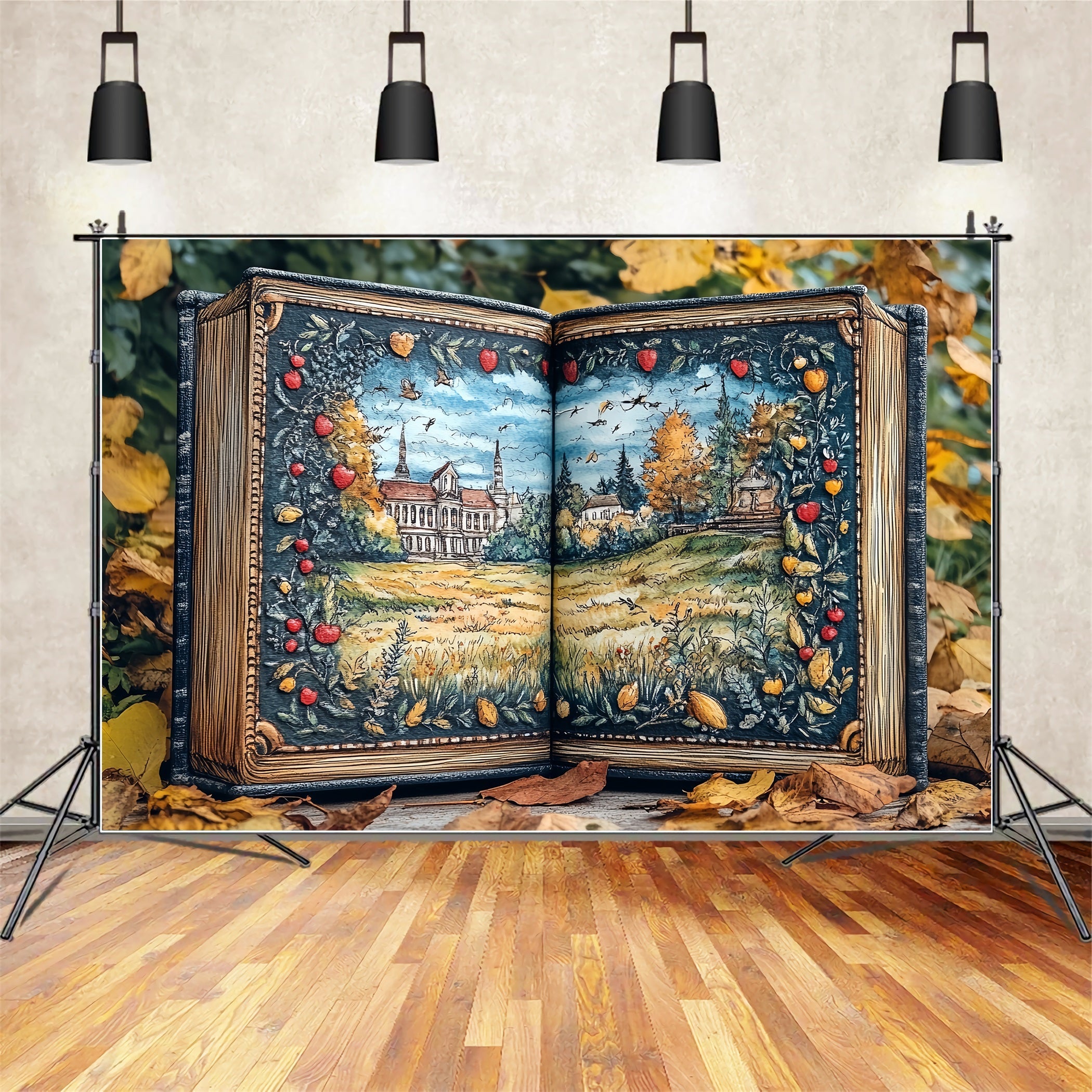 Toile de fond Retour à l'école Automne Paysage Illustré Conte CSH58-114