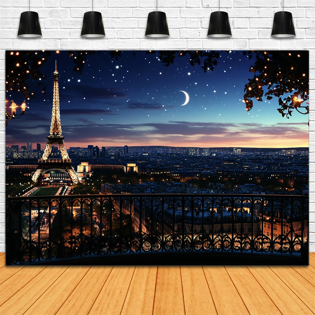 Toile de fond Tour Eiffel Nuit Étoilée Romantique Paris CSH58-12