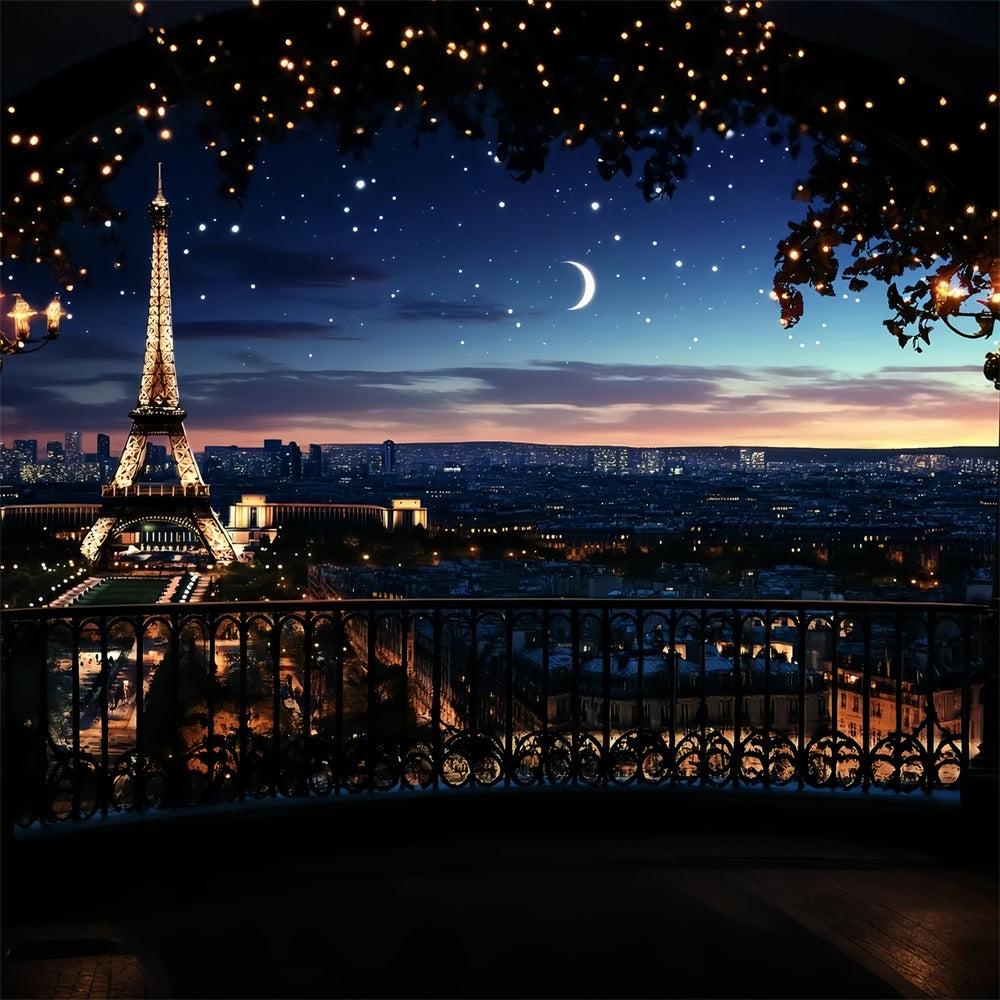Toile de fond Tour Eiffel Nuit Étoilée Romantique Paris CSH58-12