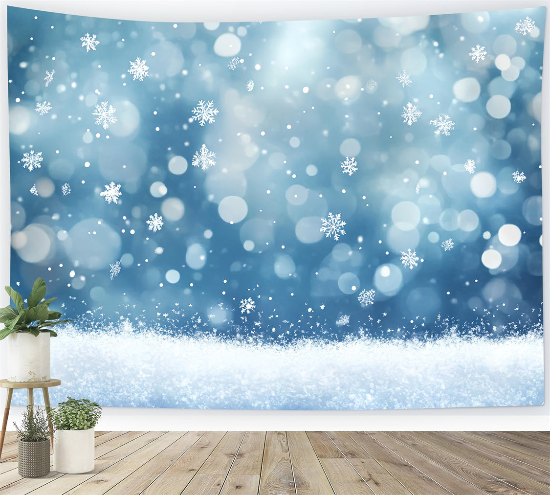 Toile de fond Hiver Chute de Flocons et Lumières Bokeh Étincelantes Ciel d’Hiver CSH58-17