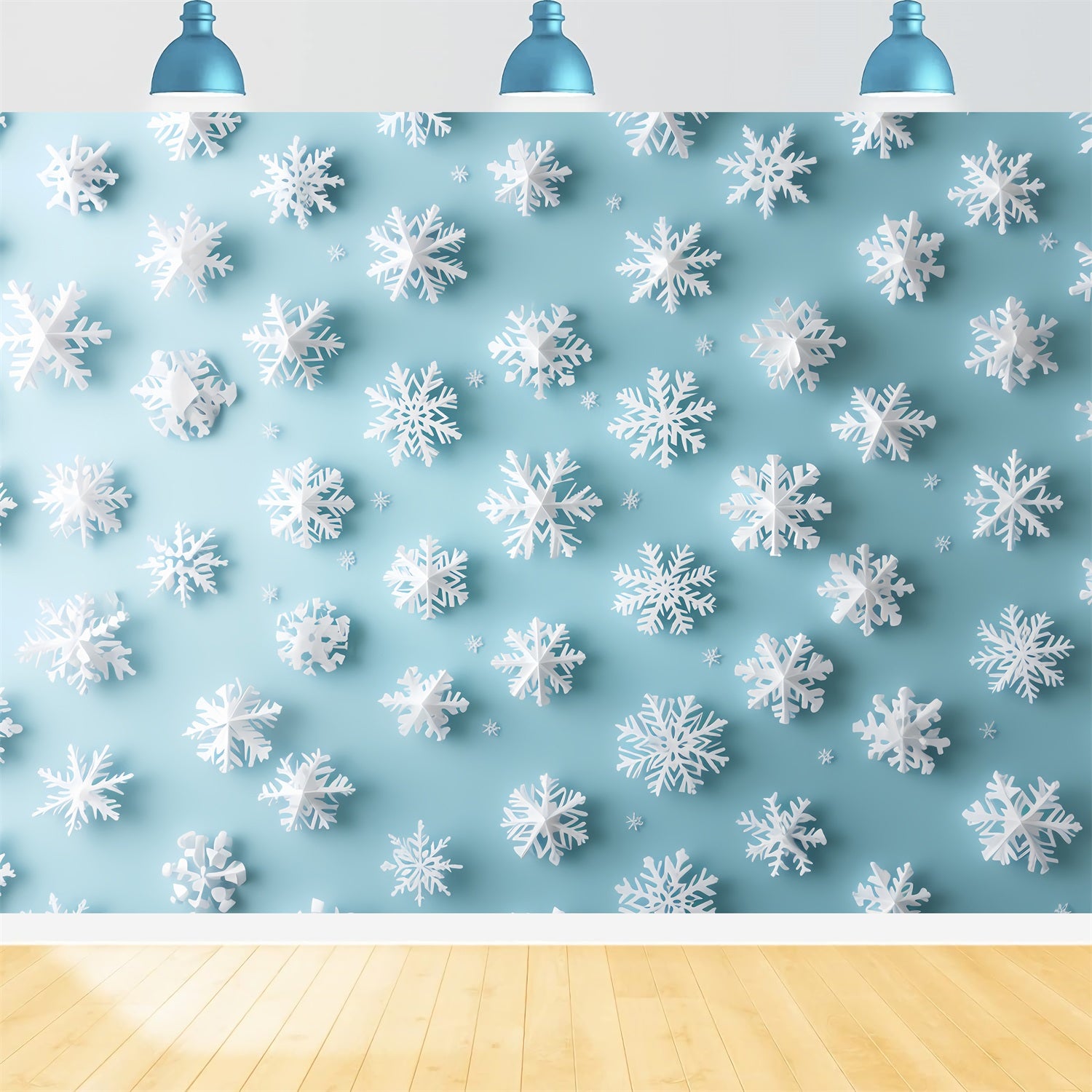 Toile de fond Hiver Flocons Blancs 3D sur Fond Aqua CSH58-19